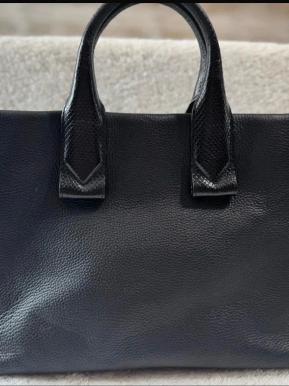 Michael Kors Black Leather Structured Satchel with Gold Accent